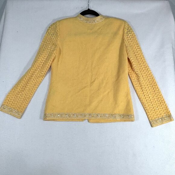 TIFFANY KNIT COLLECTION Yellow Cardigan Sweater Rhinestones USA Made - Picture 5 of 7